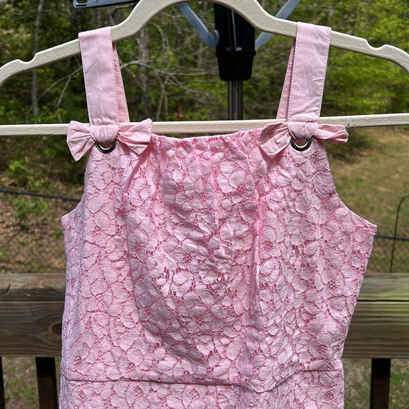 Girl Size Large Crown and Ivy Pink Lace Romper - Picture 2 of 9